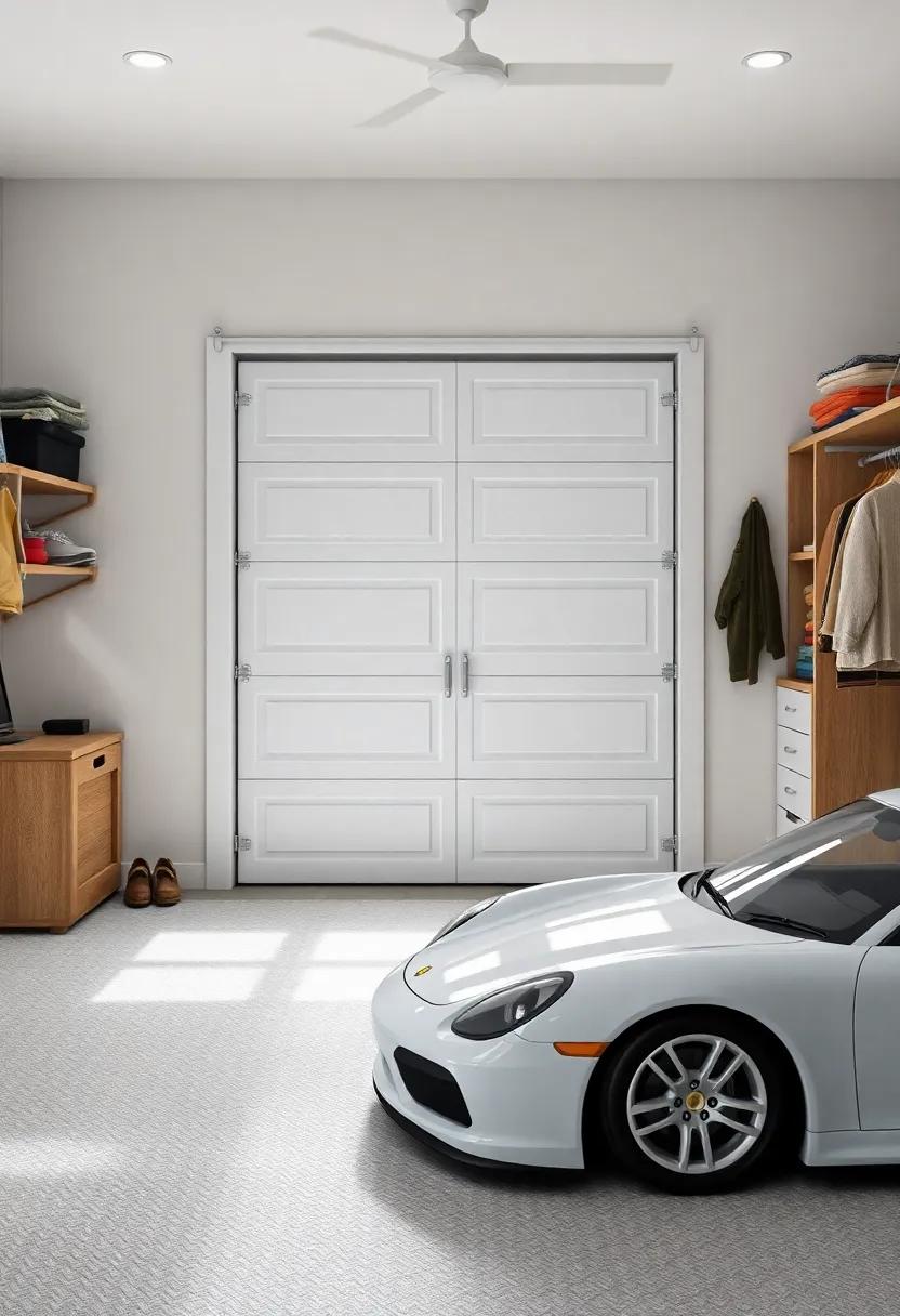 Garage‌ Door Style Closet: ‌Customize closet⁤ doors to mimic the look of a garage door, blending functionality with aesthetic appeal