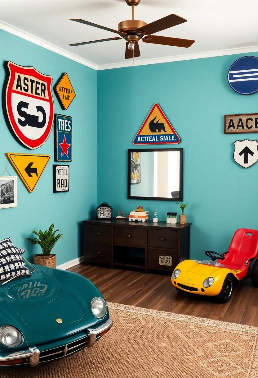 Road Sign Decoration: Hang vintage ​or replica road signs to provide a quirky ⁤yet cool vibe that ​resonates with⁣ car culture
