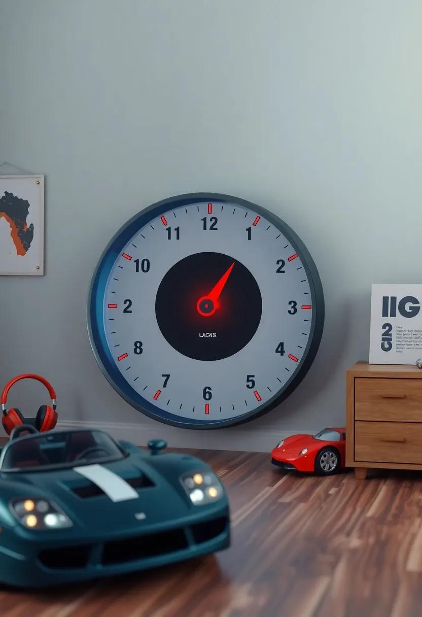 Speedometer Clock: Decorate with a clock designed to ⁣look like a speedometer, keeping track of time in a‌ fun ⁤and thematic way