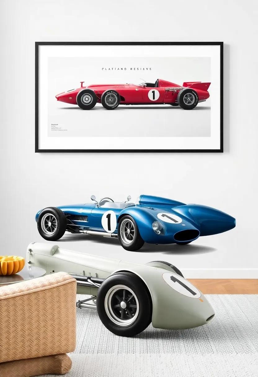 vintage Race Car Wall Art: Adorn the walls with framed prints‍ of classic race cars to infuse a ⁣sense ‍of nostalgia and speed