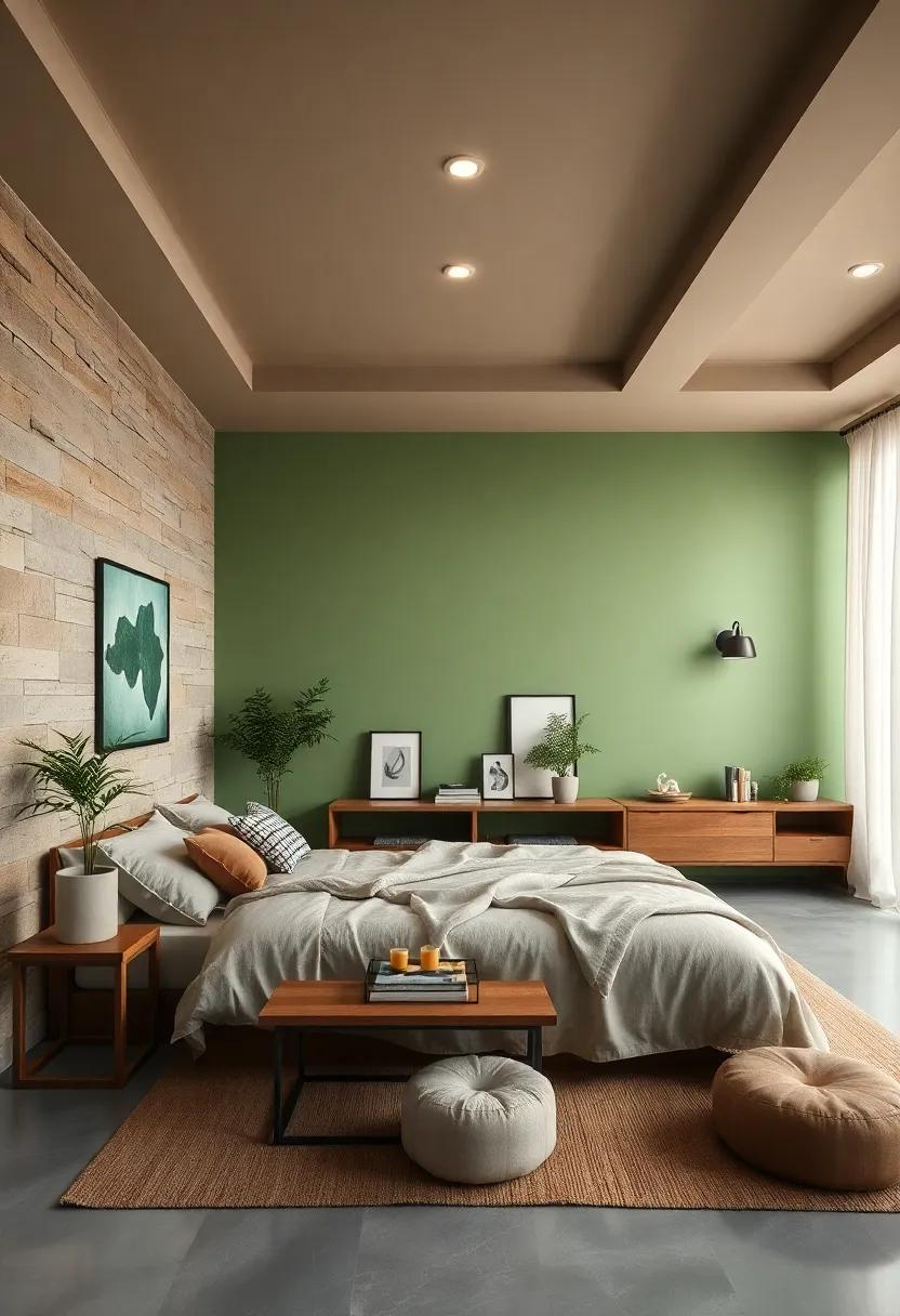 Chocolate Brown and Light Green – Rich and soothing, fostering a close-to-nature ambiance