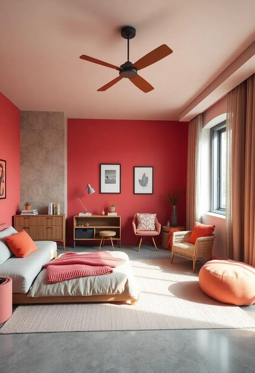 Coral Pink and Soft Taupe⁣ – gentle yet invigorating, creating a nurturing and creative‌ atmosphere