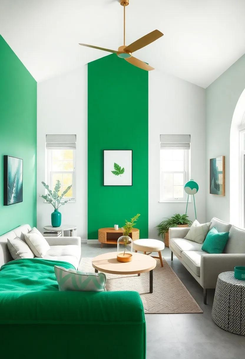 Emerald Green and White⁣ – Crisp and ⁣vibrant, inviting focus with a⁤ touch of elegance