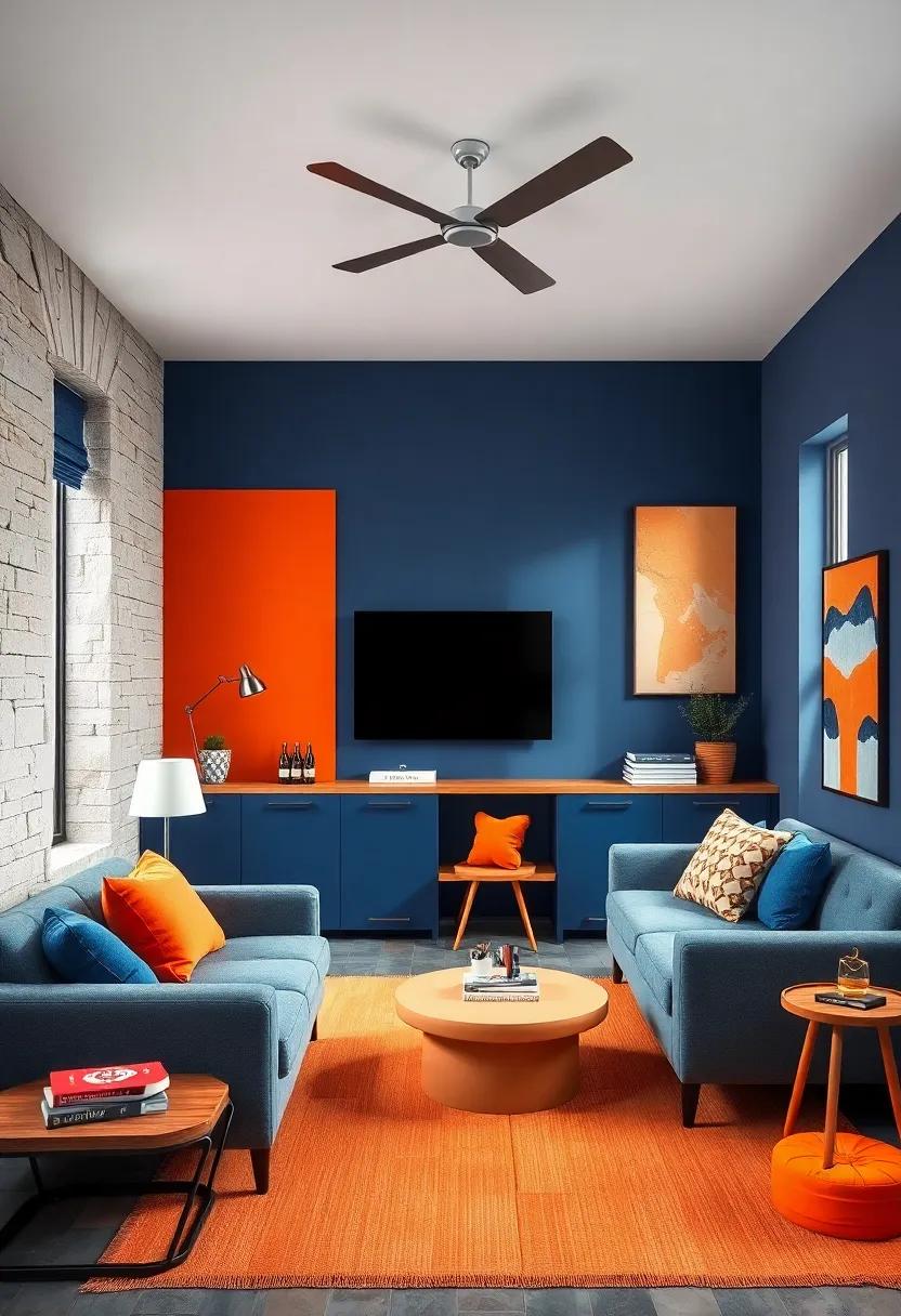 Navy ‌Blue⁢ and Burnt orange – A ⁢dynamic pair that balances focus‌ with a pop of playful energy