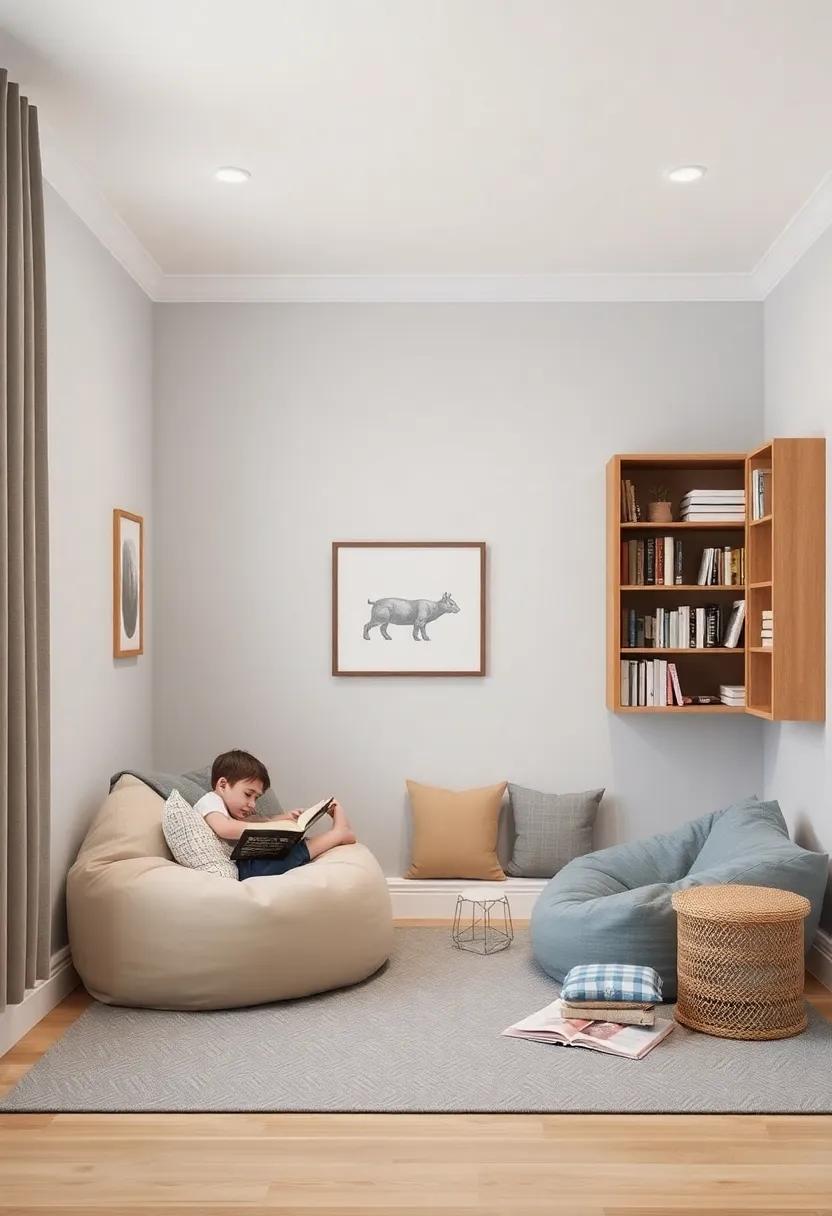 Design ​a reading nook with bean bags or⁤ cozy cushions,encouraging a love ​for books and providing​ a tranquil retreat