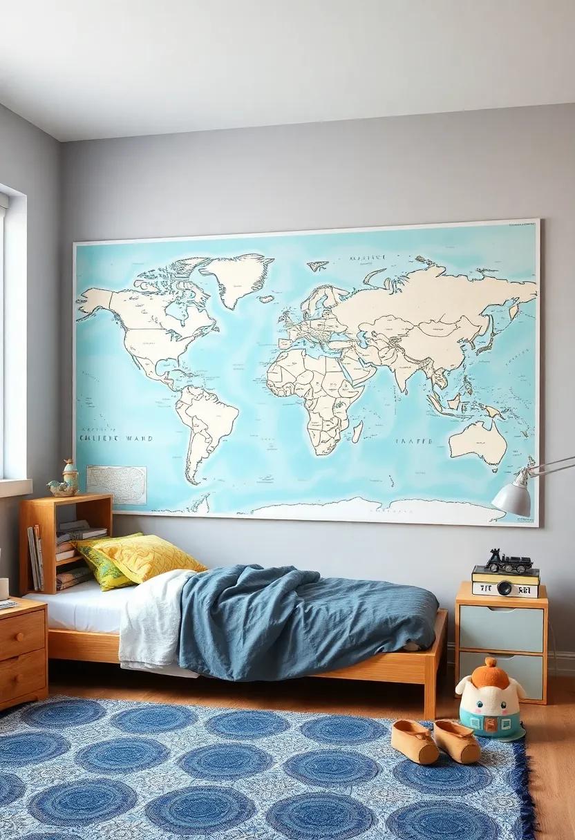 Encourage exploration with a⁢ world map‌ as ⁣wall⁤ art, sparking interest in ⁢geography and travel from ‌a young age