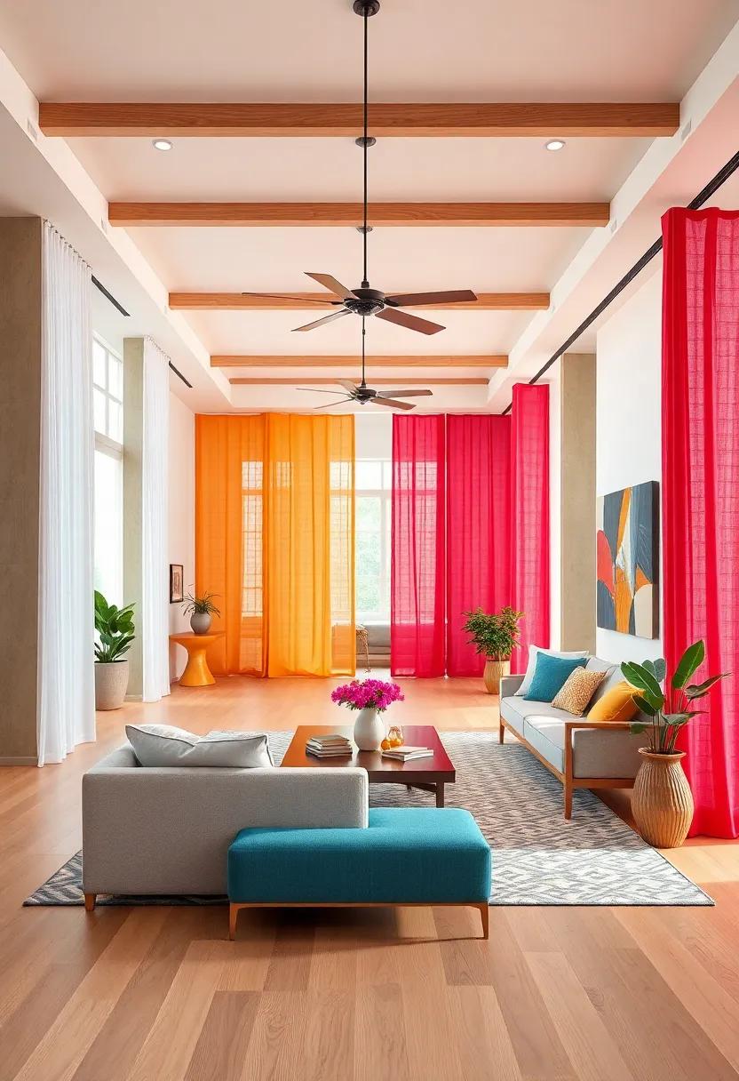 Open Plan Spaces‍ divided By⁣ Colorful, Lightweight Screens To Create Flexible ⁤Zones With spring Inspiring Brightness