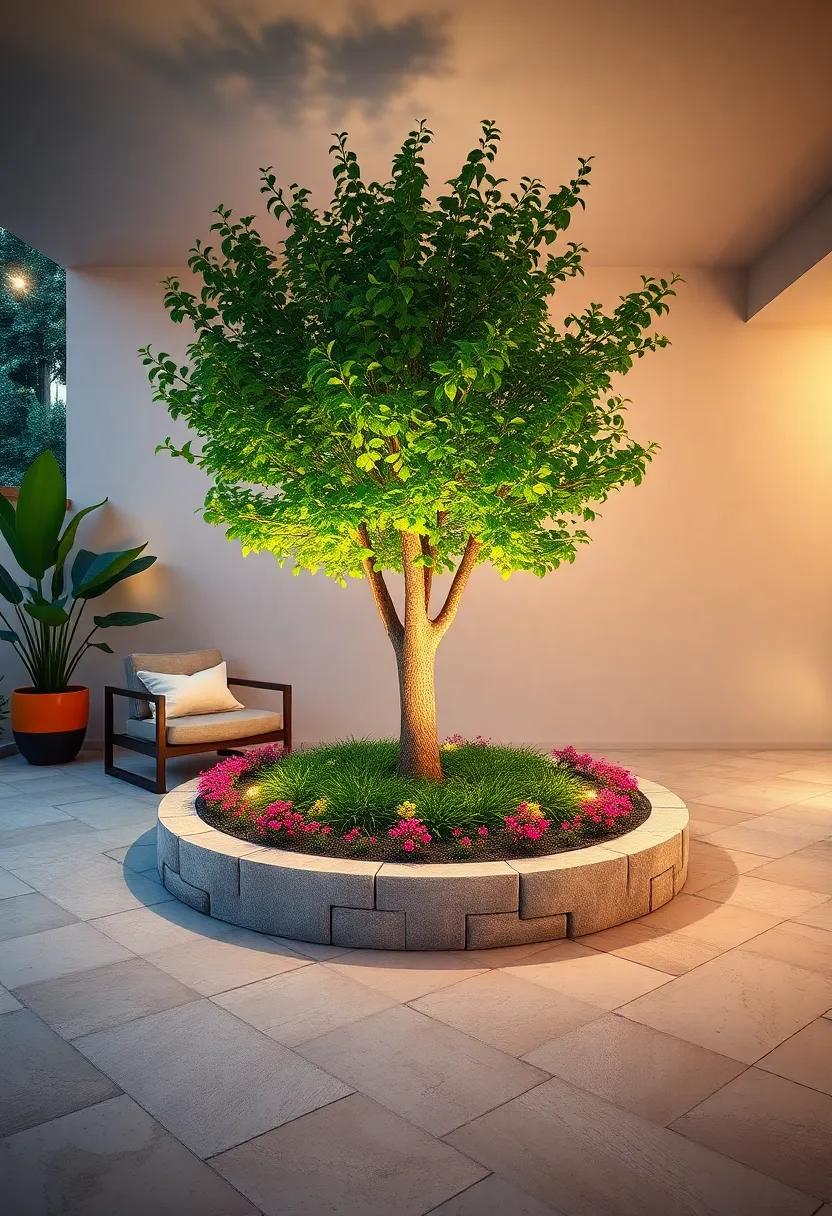Balancing bold and⁣ Soft Tones to ‍Emphasize the Tree and Illuminate the Flower Bed’s Natural Beauty