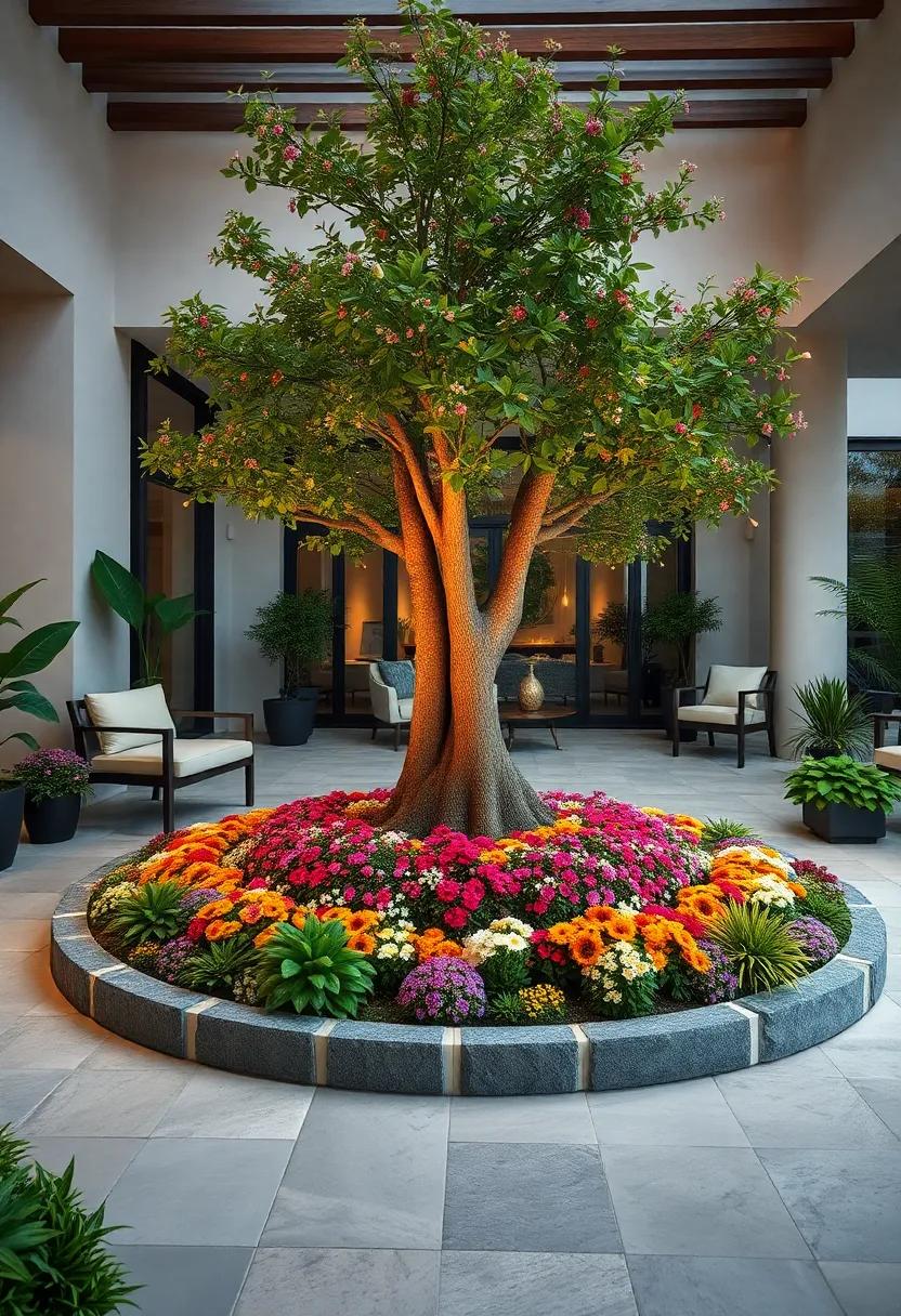 Artistic Arrangements of​ Color Groupings That Draw the ​Eye Toward the Majestic Tree Centerpiece