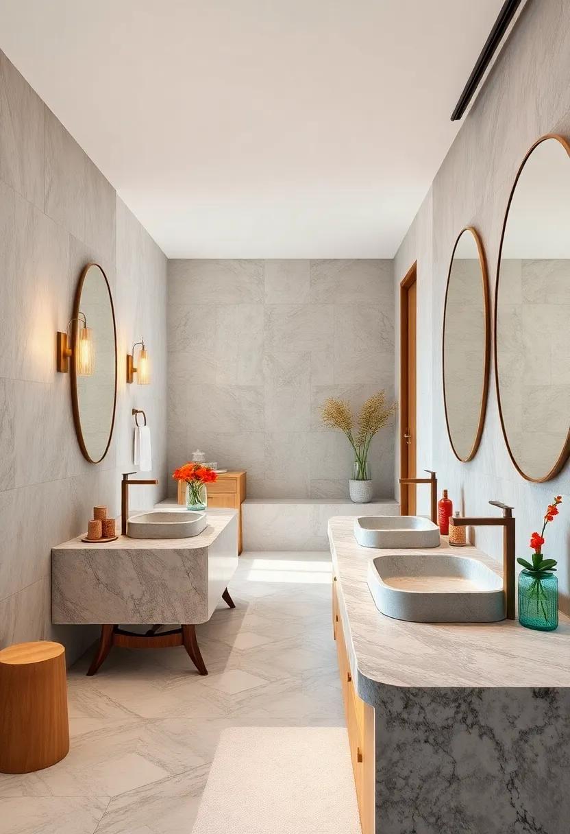 Chamfered ‌Edges of Granite Basin Counters Evoking ⁢the Sharpness of Oceanic Cliff Faces