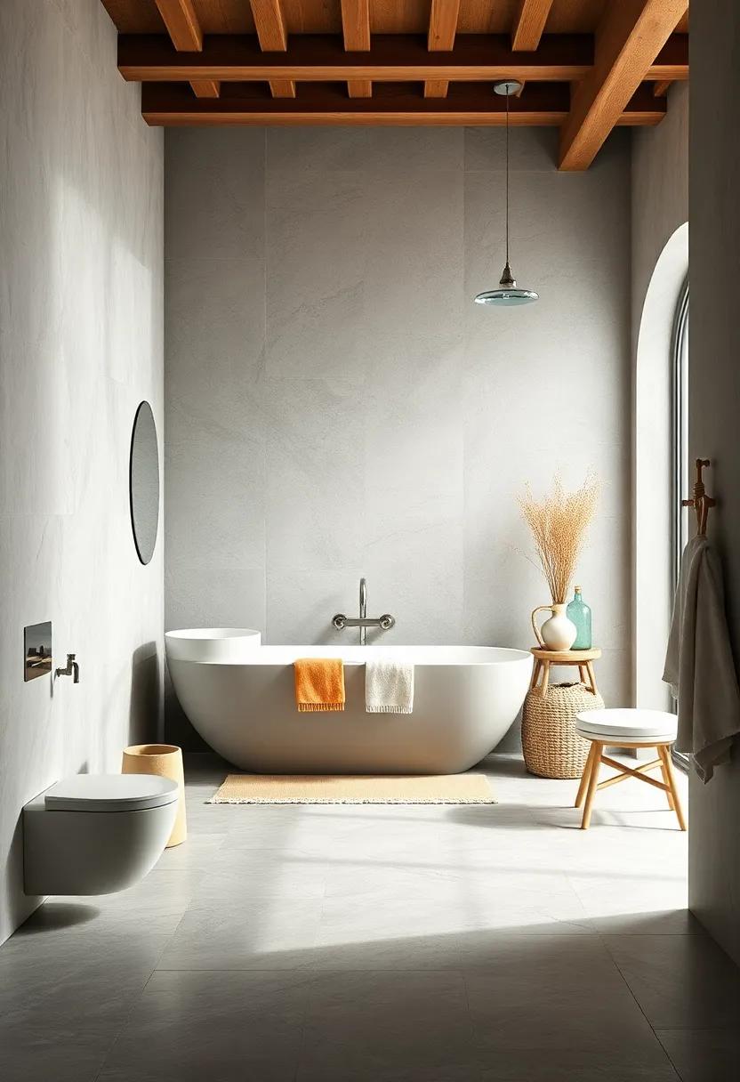 Combining Salt-Washed grey Slate With Sea Spray⁢ White Fixtures for Refined Coastal serenity