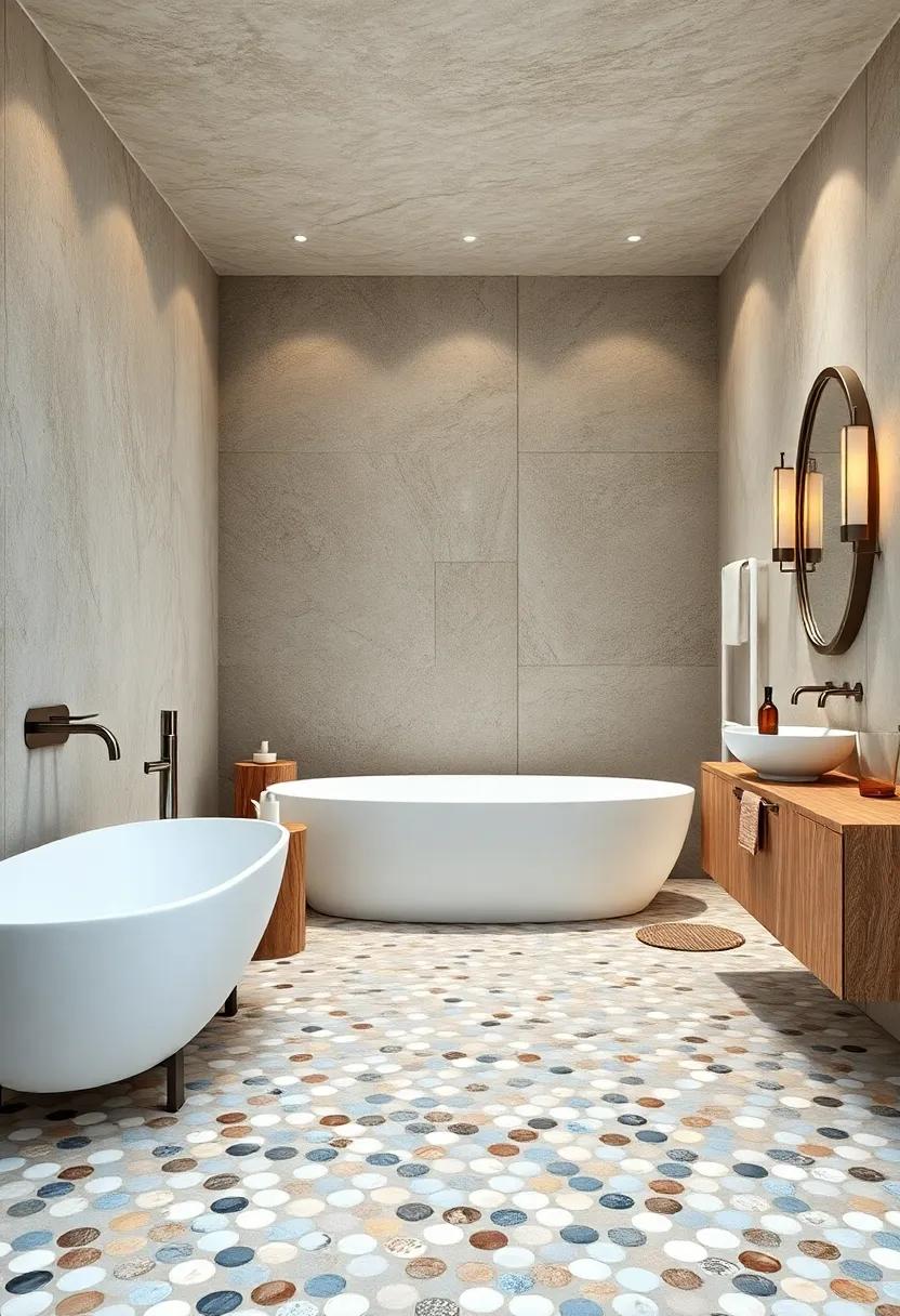 The‌ Luminosity⁢ of Polished Pebble Flooring Invoking Seashore Strolls in Bathroom Spaces