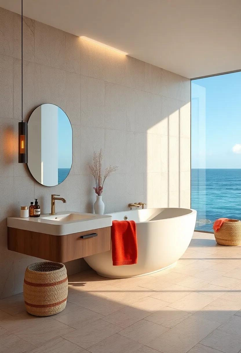 Subtle Veins of Quartzite ‍Reflecting Sunset Hues to Enhance Coastal Bathroom Ambiance