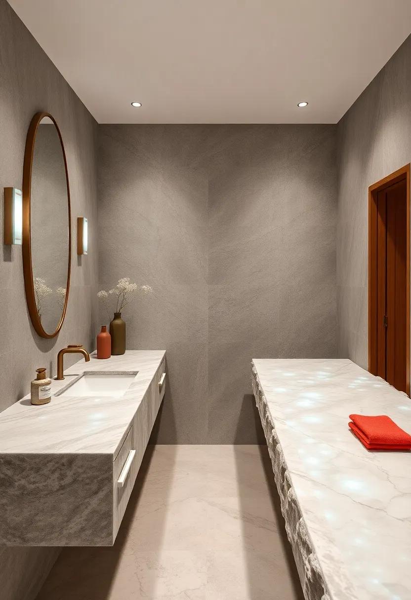 Veins of ⁣Mother-Of-Pearl Embedded in ⁤Stone Vanity Tops Capturing Oceanic Luminescence