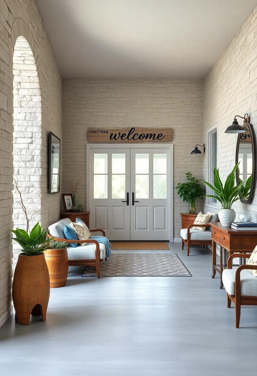 Driftwood Welcome Sign: Simple lettering on driftwood planks ​welcomes visitors with understated coastal warmth