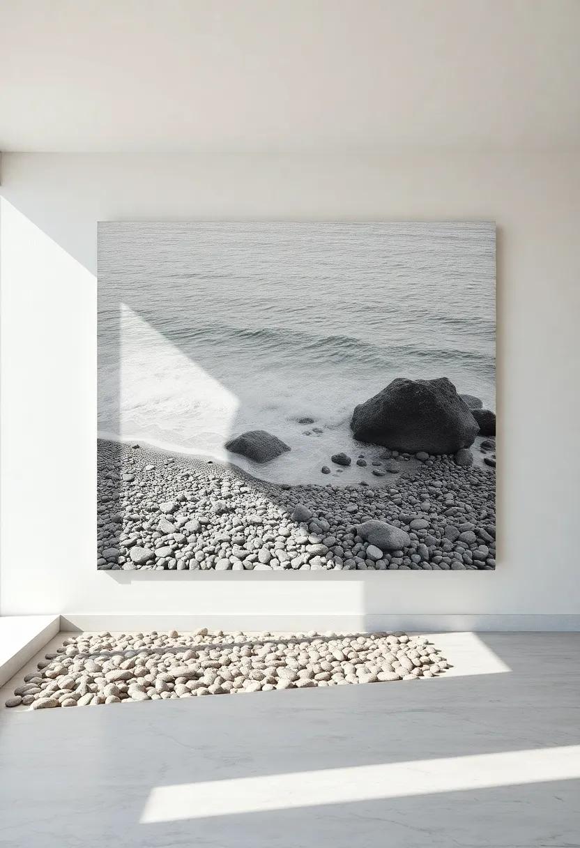Pebble-Strewn beaches in Monochrome: A minimalist take ⁤highlighting‌ shapes, shadows, and textures