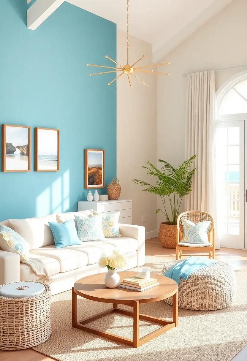 Bright and ‍Breezy color palette: Embrace soft blues,sandy beiges,and crisp whites ​to evoke the seaside feel throughout your‌ living room