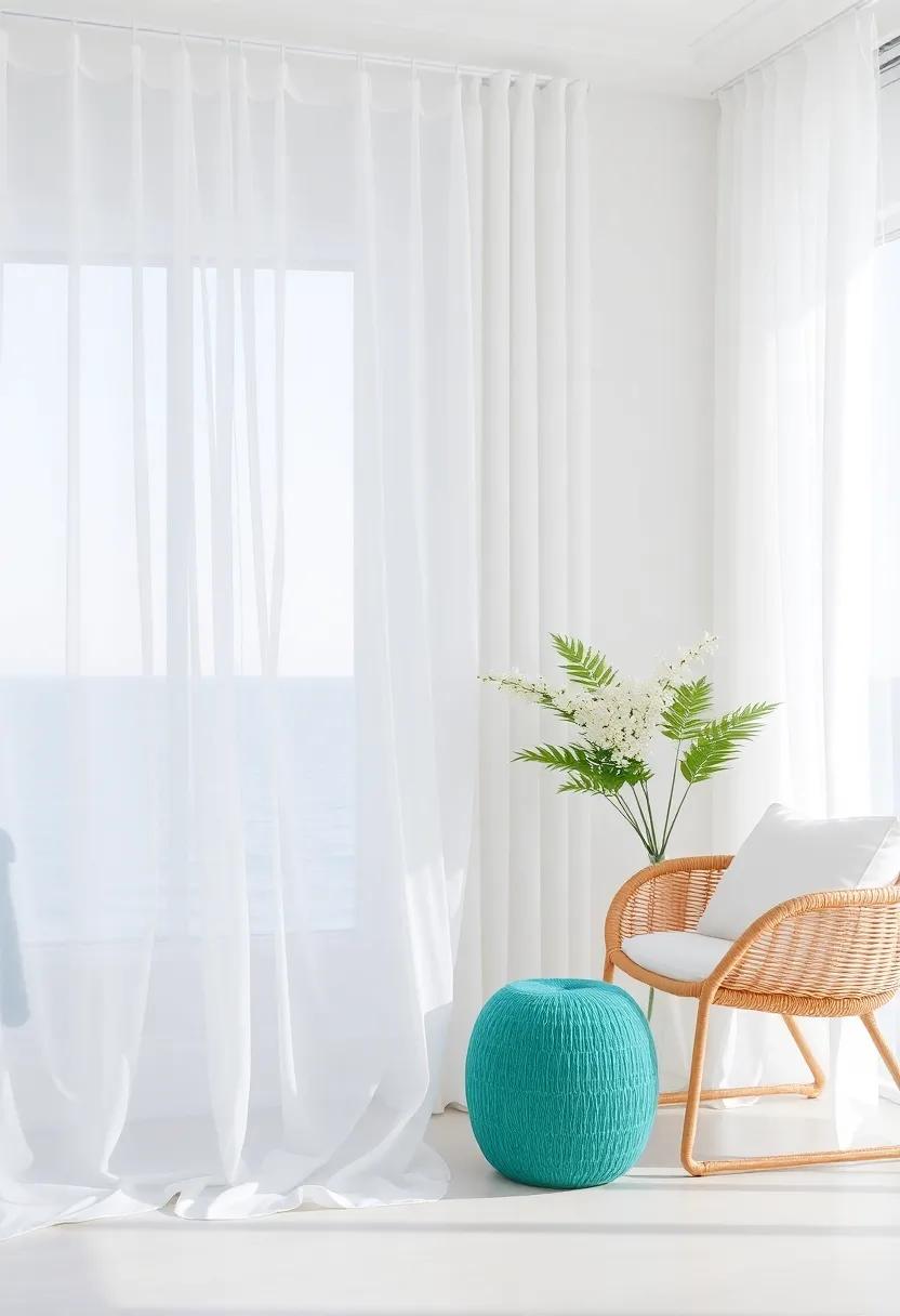 Light and⁢ Airy Curtains: Choose sheer,⁤ flowing window treatments‌ that⁤ flutter ‌in the breeze, evoking the feel of a sea breeze