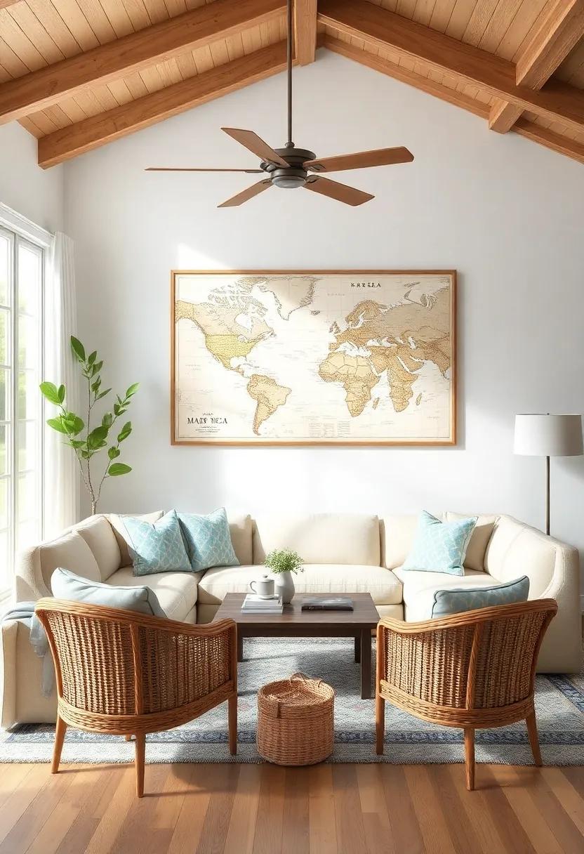 Maps and Charts: Decorate with vintage nautical maps and sea charts that add intrigue and a sense of adventure to your walls