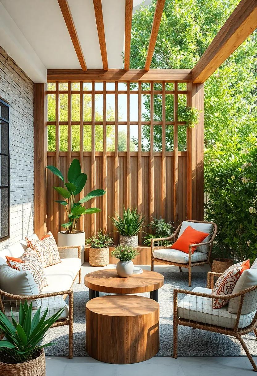 Delicate Wooden Lattice framed by Strong Wire Rope for a Blend ‍of Fragility and Strength in Outdoor Borders