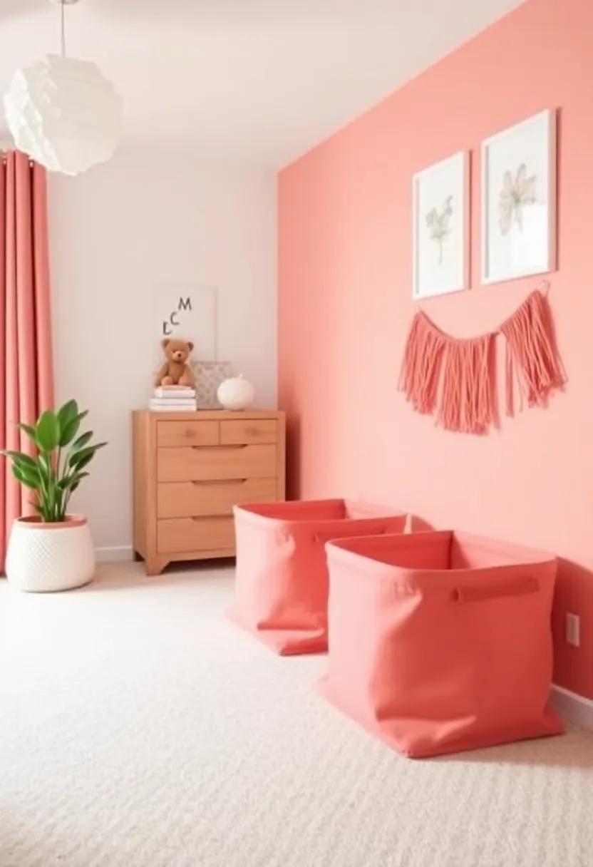 Coral Storage Bins: Implement functional⁤ storage ⁤solutions​ with coral fabric bins to keep the nursery tidy and ⁢organized