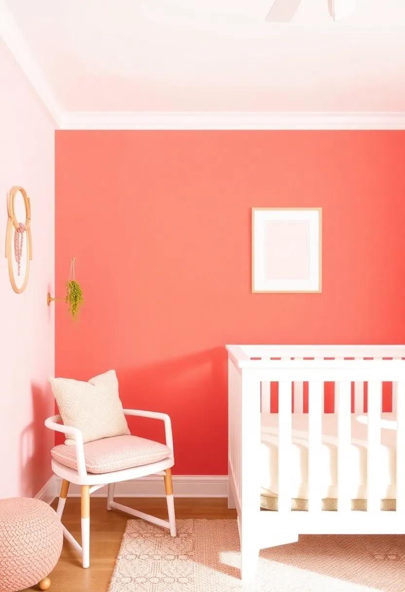 embrace Coral Walls: ‍Start with ​a stunning coral⁢ shade‌ for ​the nursery ⁣walls to‍ create⁢ a warm ⁤and inviting atmosphere