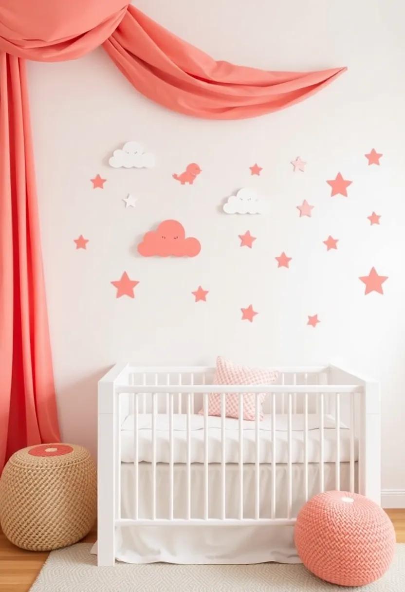 Fun Wall Stickers: Add coral-themed wall stickers featuring‌ clouds, stars, or ⁣animals to capture a playful​ and whimsical vibe