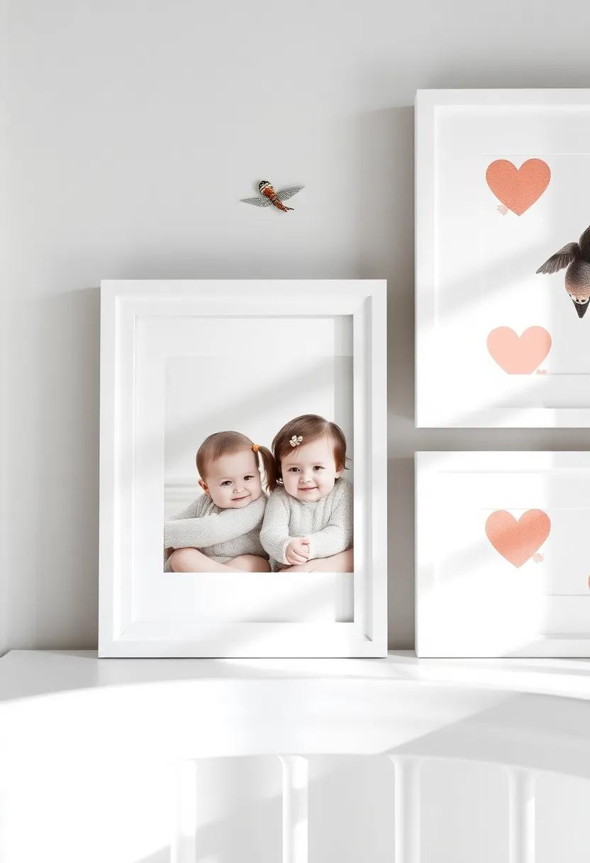 Picture Frames: ⁤Display precious moments in white ⁤picture frames‌ with coral accents, bringing a personal touch to⁣ the⁢ nursery decor