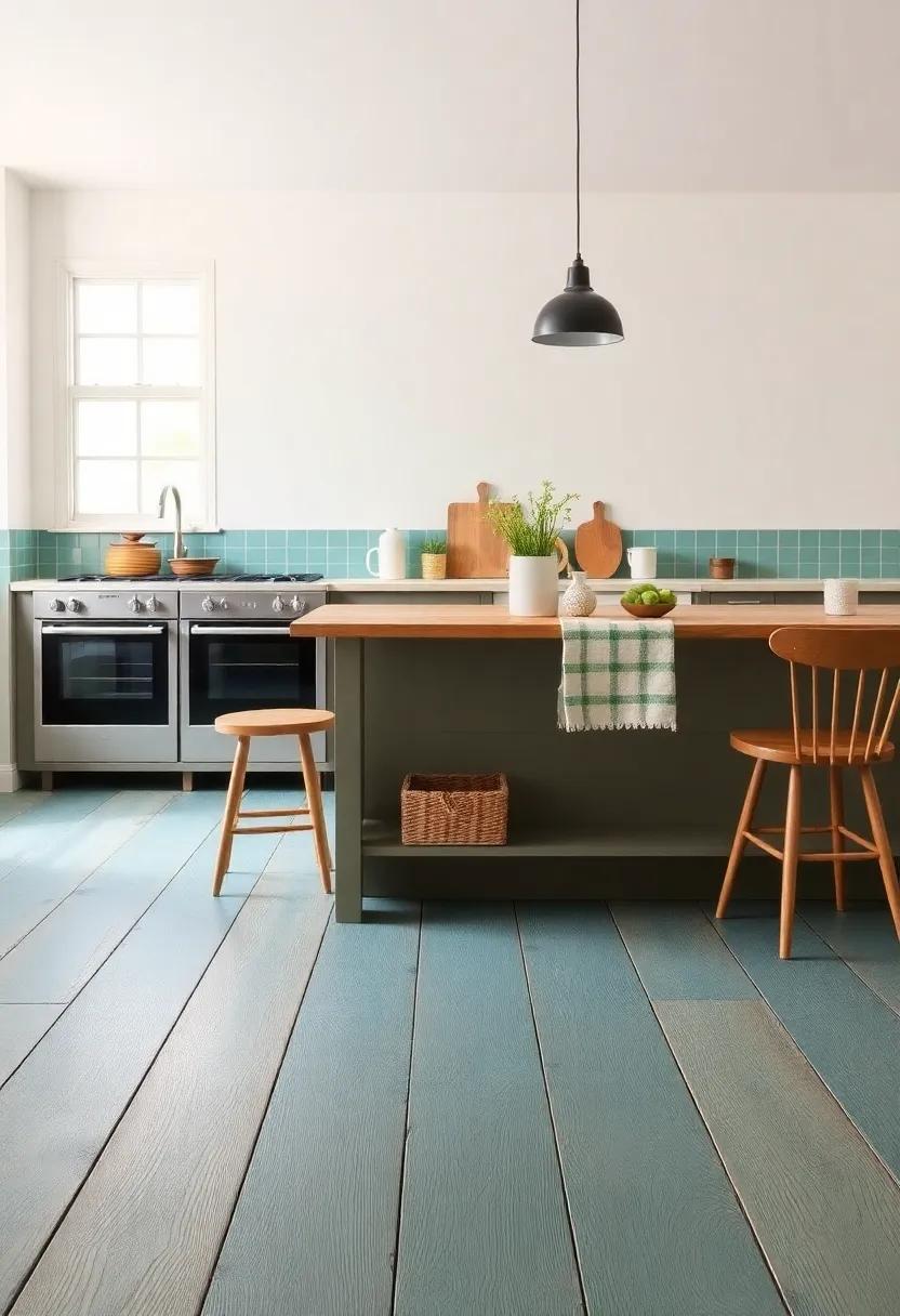 Painted Floorboards: Get creative with a DIY project by painting old floorboards in cheerful colors or patterns for a unique touch