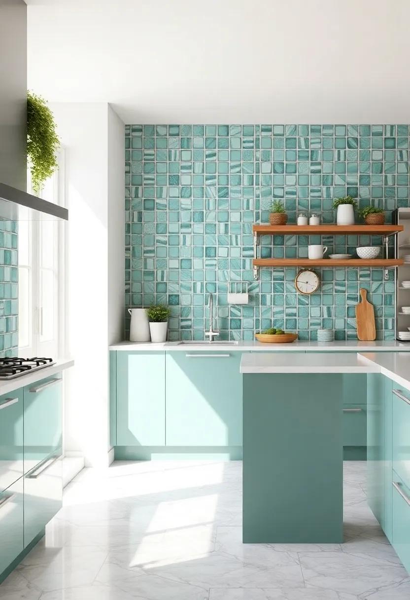 Recycled Glass Tiles: Incorporate recycled glass tiles for a modern, eco-friendly option that reflects light and adds depth
