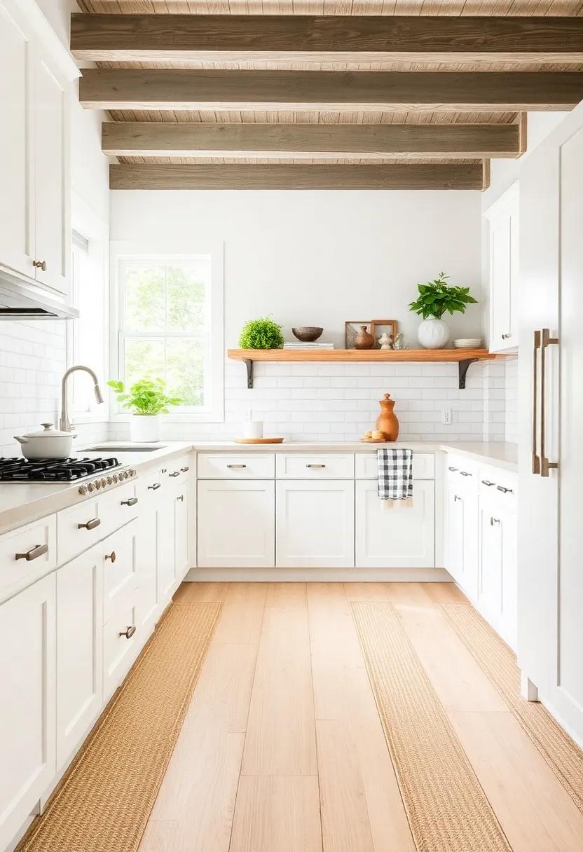 Woven Seagrass: Add a natural touch with woven seagrass or sisal, perfect for creating a soft, inviting atmosphere in your kitchen