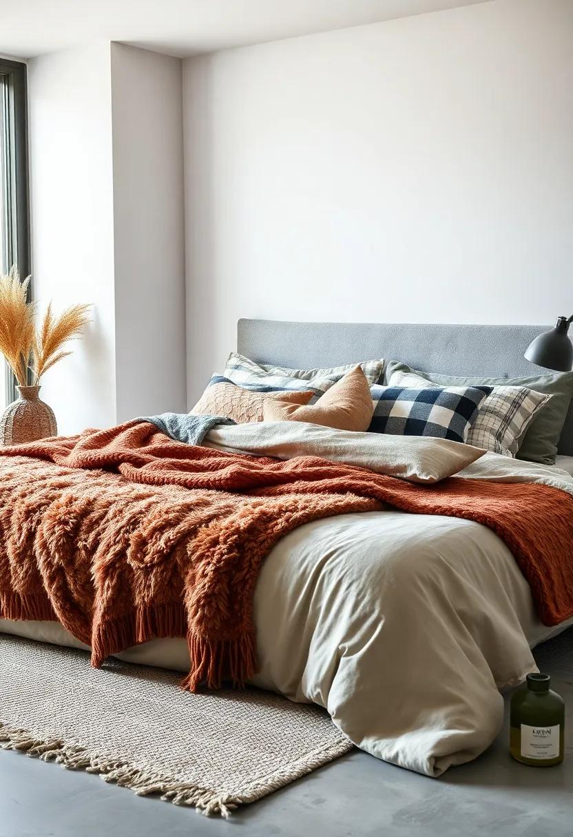 Fuzzy Alpaca Bed Throws Paired with⁢ Patterned Flannel pillowcases