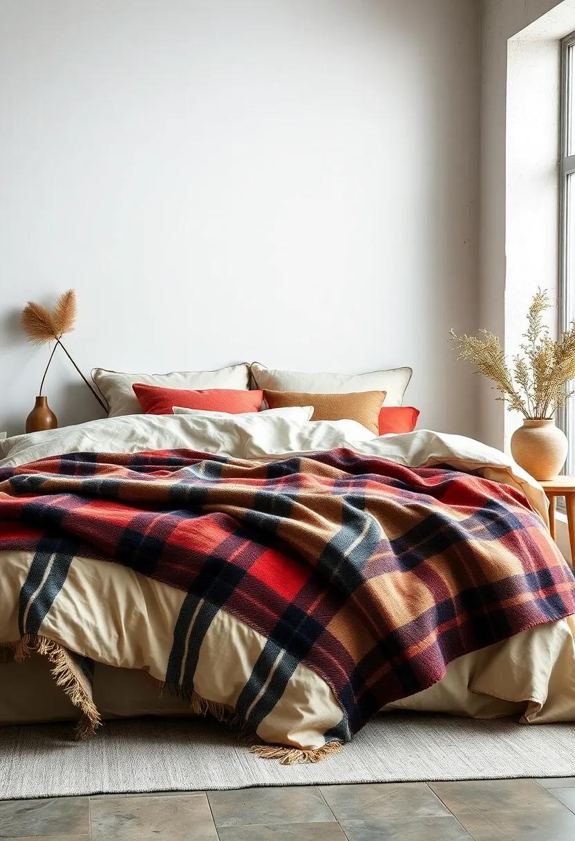 Multilayered Plaid Blankets ⁢with Smooth Egyptian Cotton Linens