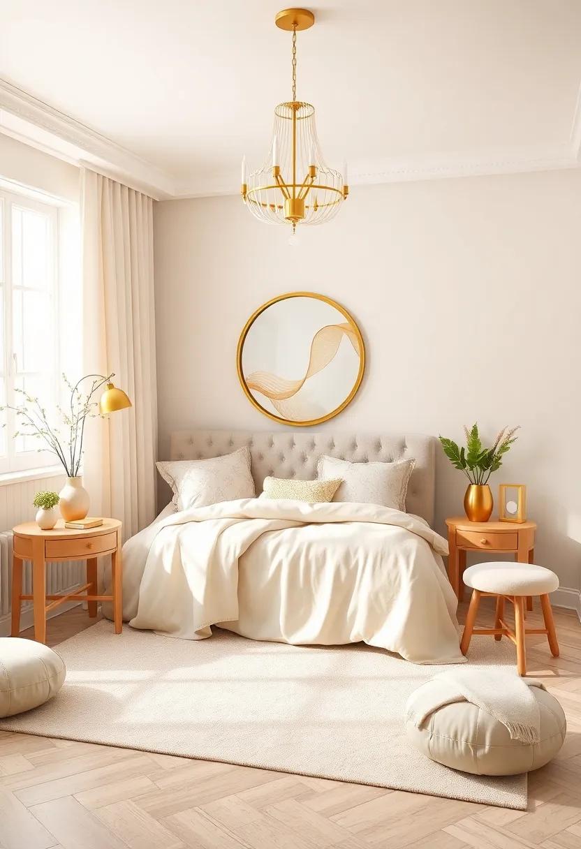 Elegant Cream and gold Color palette Infusion For a Calm and Inviting ⁢Atmosphere