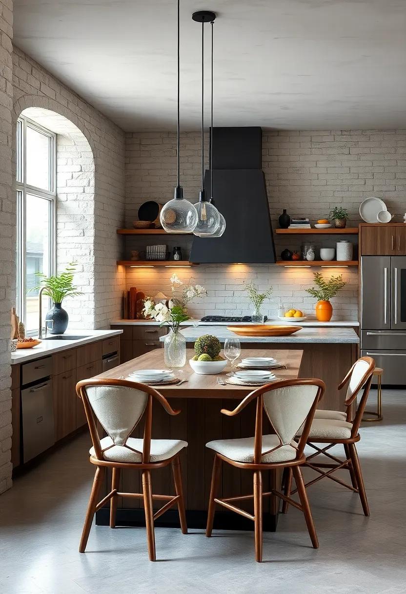 Feature an industrial-style kitchen​ island combined with‌ farmhouse ‍dining chairs