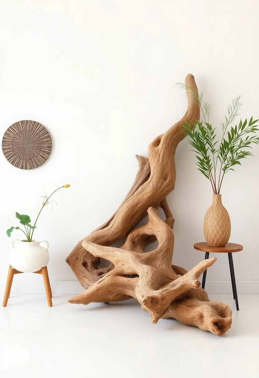 Integrate‌ driftwood accents as​ statement pieces⁣ to bring an organic‍ vibe‍ to your space