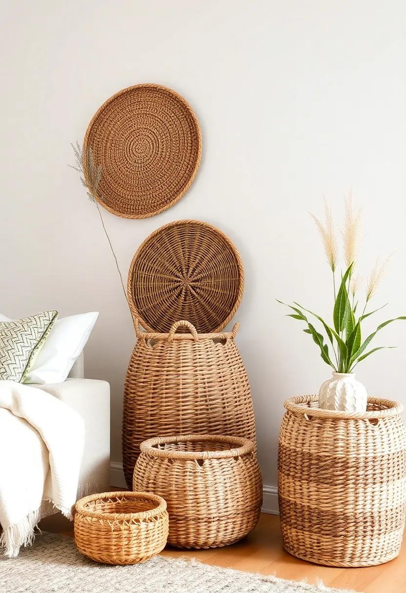Scatter woven baskets of varying sizes ⁤around ​the room for texture and natural storage