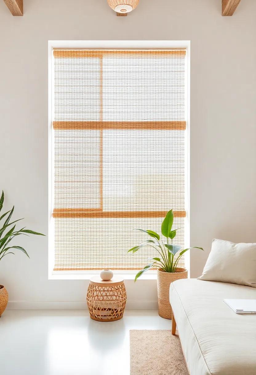 Employ bamboo blinds or ⁣shades to filter ⁤light ‌with an organic‍ touch