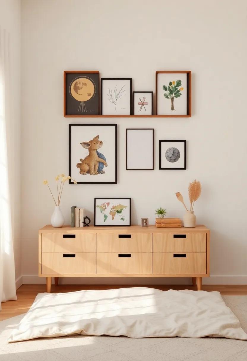 Custom Art & Craft corner: Dedicate a wall to showcase your own artwork or crafts in a special corner of the room