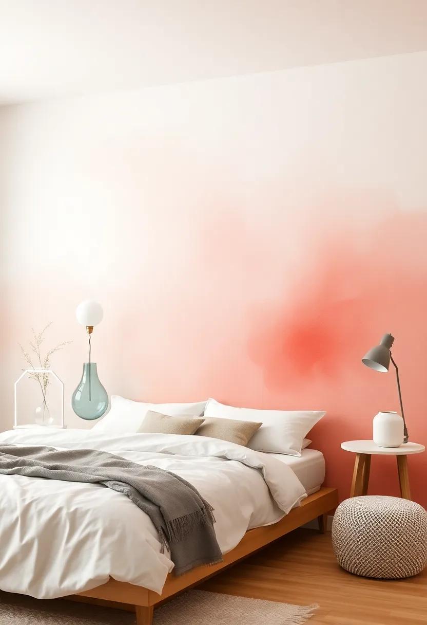 Watercolor Wall: Create an ombre or watercolor effect ​with paint to introduce an ethereal, dreamy vibe to ‌your space