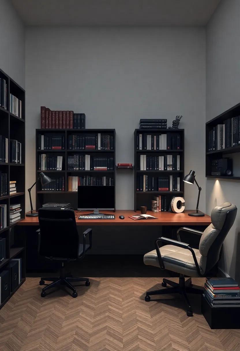 The Contrast of Sharp Modern Gadgets ‍Blended with​ Classic⁢ Library Elements in a Balanced Dark Academia Space