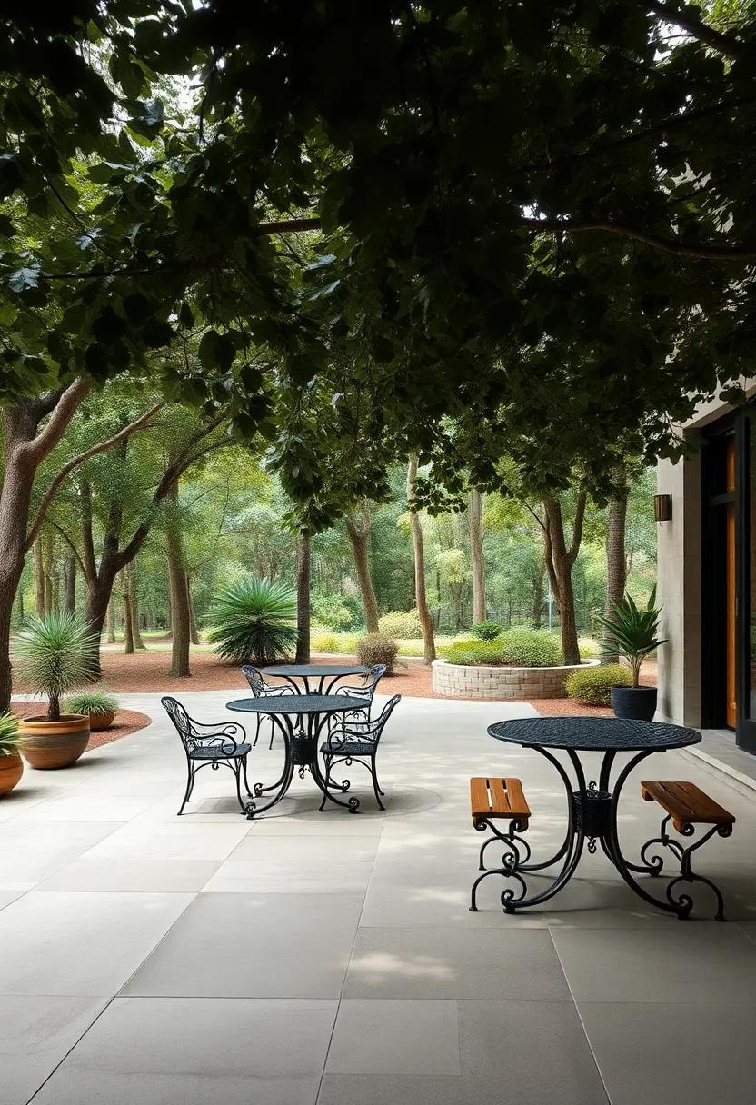 A secluded ⁣woodland⁤ glade adorned ‍with‍ handcrafted wrought iron garden swings and lantern hooks hanging from ancient branches