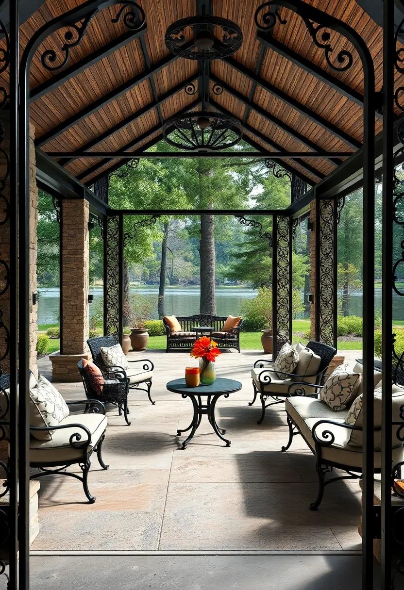 A classic English garden maze featuring embedded⁤ wrought iron seating areas carved with literary quotes