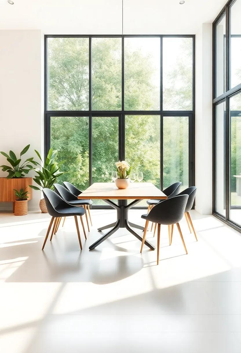 Maximize natural light by positioning your dining table near windows, enhancing the mood and atmosphere of the space