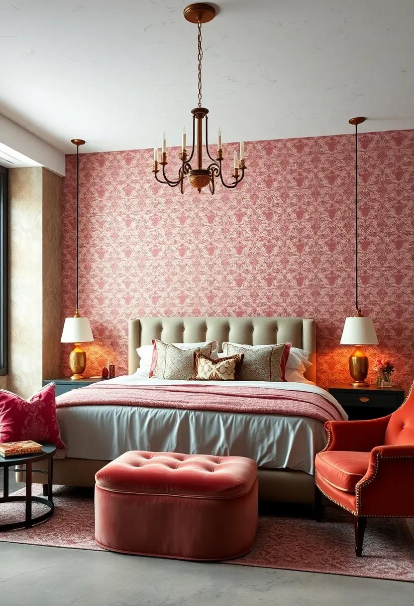 Decadent⁢ Brocade⁣ textured ⁣Walls With Ornate Details and Luxe Fabrics⁣ to Inspire​ Vintage Glamour