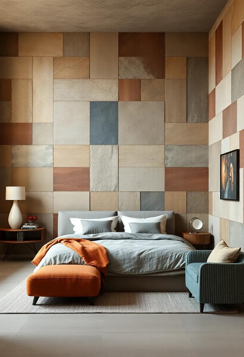 Multidimensional Patchwork ⁤Wall Textures Blending fabric and Paint for a Unique Artistic Statement