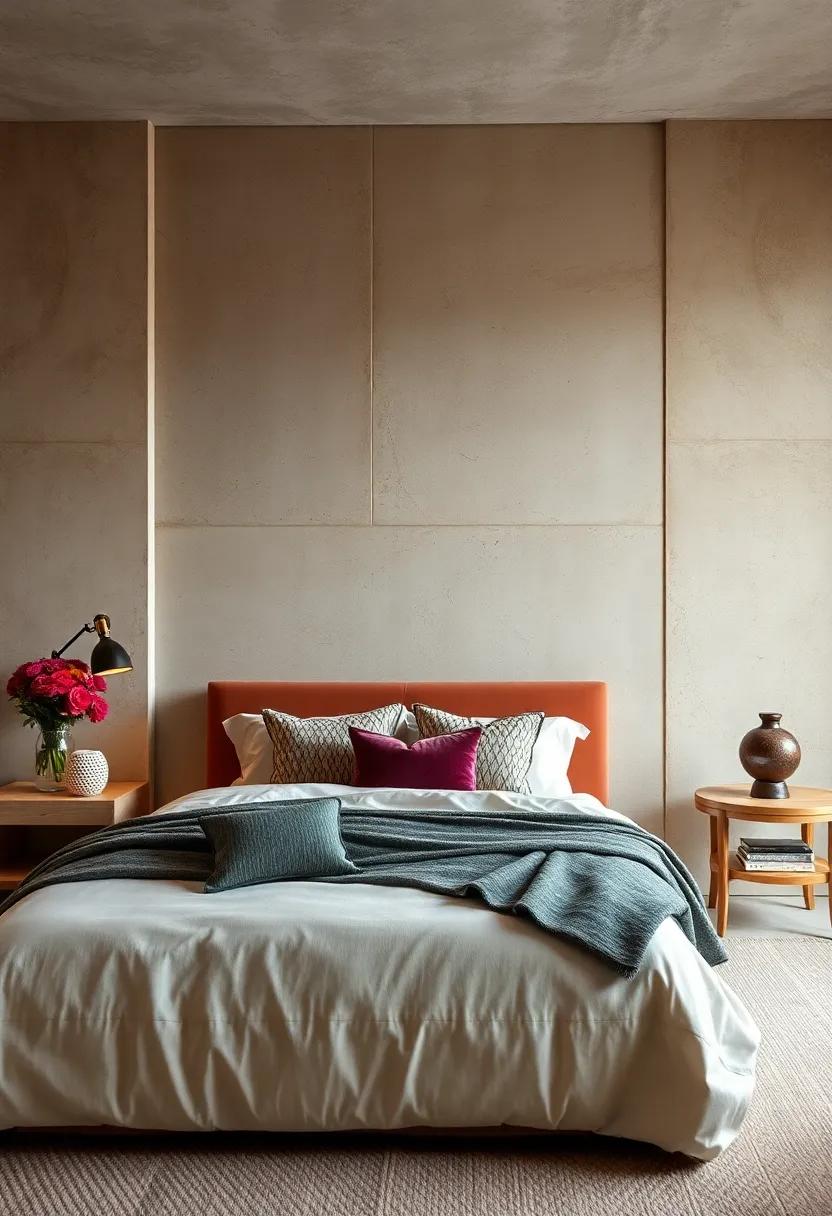 Soft‌ Velvet⁣ Wall‌ Textures Layered With Jewel-Toned Accessories and Warm Lighting to Evoke ⁣Luxe Comfort