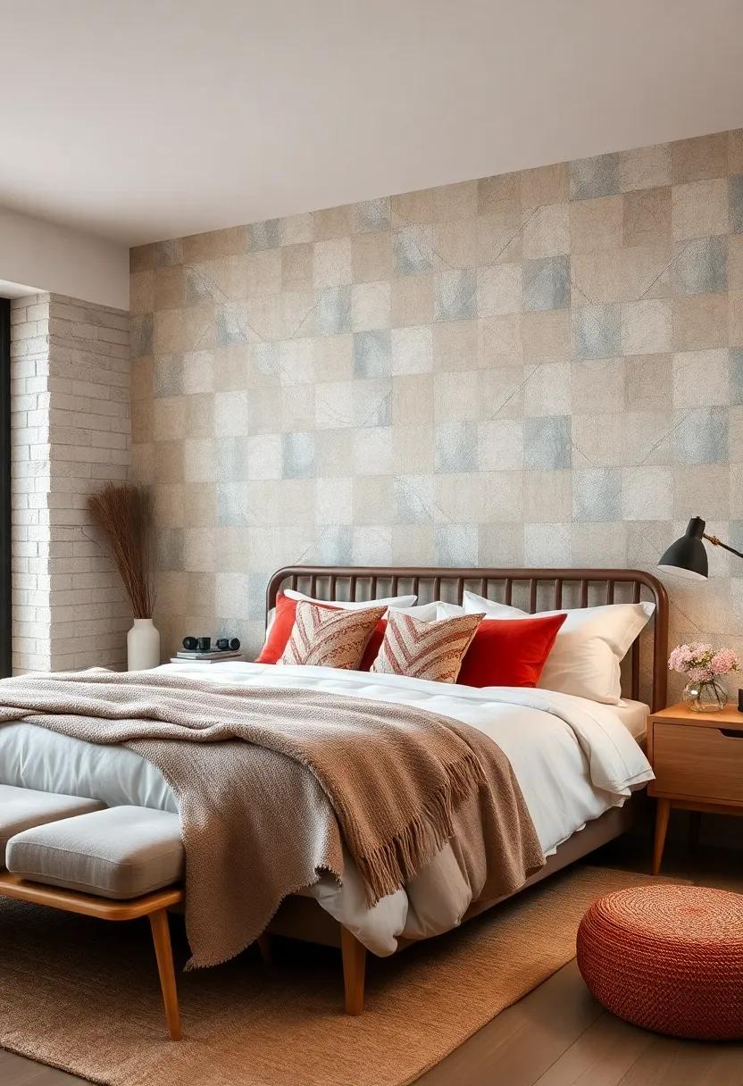 Woven Textile-Inspired Wall⁢ Textures With Layered ​Cozy Throws and Plush Pillows ​for Inviting Comfort