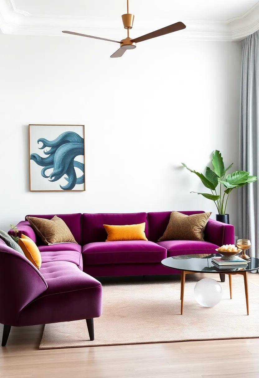 incorporate Statement Furniture: Choose a standout piece,like a vibrant velvet sofa or an avant-garde coffee table,to anchor your space