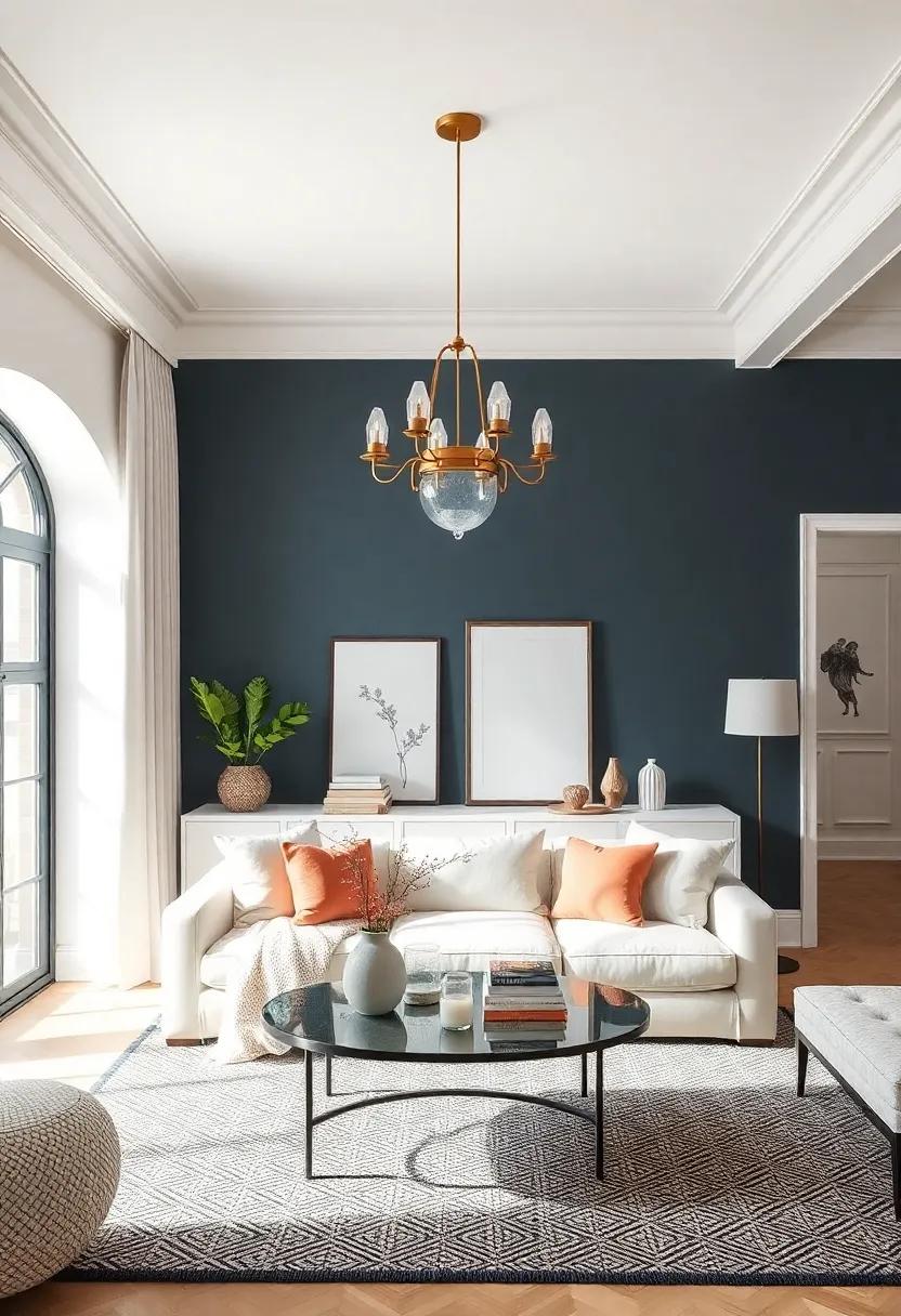Experiment with ceiling Design: Paint your ceiling a⁢ striking color or hang art to draw the eye upward​ and add ‍dimension